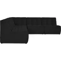 Best Mobilier Lisa Design Ellie - canapé modulable d'angle réversible 5 places en velours texturé , Noir