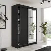 KIER FURNITURE Armoire à glissières LAMARO avec miroir, armoire chambre à coucher, 138x205x59cm
