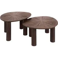 Lisa Design Tania - lot de 2 tables basses gigognes en teck massif - 75 cm , Bois