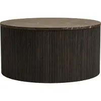 Lisa Design Finn - table basse plateau effet marbre et pieds en tasseaux de bois en 100% - 80 cm , Marron