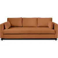 Best Mobilier Lisa Design Anna - canapé droit 3 places convertible avec poche en velours , Rouille