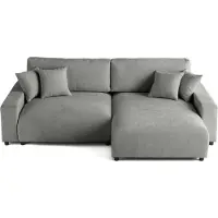 Lisa Design Pivoine - canapé d'angle réversible - 4 places - convertible avec coffre - en velours texturé , Gris