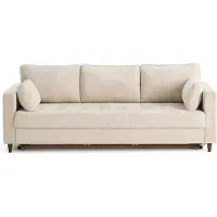 Best Mobilier Lisa Design Anna - canapé droit 3 places convertible avec poche en velours texturé , Beige
