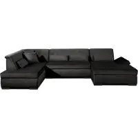 Best Mobilier Vermont - canapé panoramique d'angle gauche - 7 places - XXL - en velours , Gris foncé