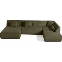Lisa Design Onyx - canapé panoramique modulable d'angle droit 7 places - en velours côtelé , Vert