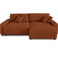 Lisa Design Pivoine - canapé d'angle réversible - 4 places - convertible avec coffre - en velours côtelé , Terracotta
