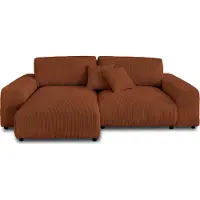 Best Mobilier Garance - canapé d'angle réversible - 4 places - en velours côtelé , Terracotta