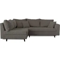 Lisa Design Rune - canapé d'angle gauche - 4 places - avec pouf d'appoint - en velours côtelé , Gris foncé