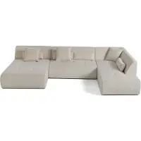 Best Mobilier Onyx - canapé panoramique modulable d'angle droit 7 places - en velours côtelé , Beige