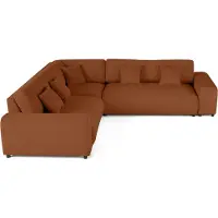 Lisa Design Garance - canapé modulable d'angle gauche - 5 places - en velours côtelé , Terracotta