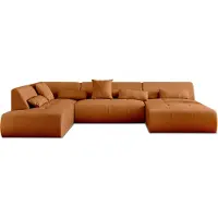 Best Mobilier Lisa Design Onyx - canapé panoramique d'angle gauche 7 places - en tissu , Rouille
