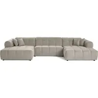 Lisa Design Ray - canapé panoramique en U 7 places en tissu texturé , Gris