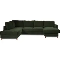 Lisa Design Jake - canapé panoramique d'angle gauche - convertible avec coffre - 7 places - en velours côtelé , Vert