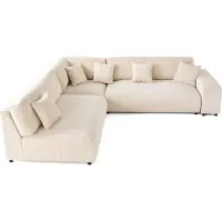 Lisa Design Garance - canapé modulable d'angle gauche - 6 places - en velours côtelé , Beige