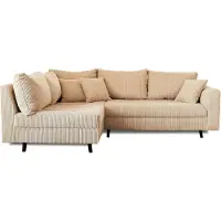 Lisa Design Rune - canapé d'angle gauche - 4 places - avec pouf d'appoint - en velours côtelé , Beige