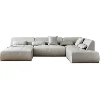 Best Mobilier Lisa Design Onyx - canapé panoramique d'angle droit 7 places - en tissu , Gris clair
