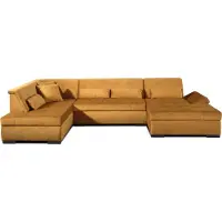 Best Mobilier Vermont - canapé panoramique d'angle gauche - 7 places - XXL - en velours , Jaune