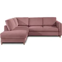 Lisa Design Brooke - canapé d'angle gauche - convertible - 5 places - en velours , Rose
