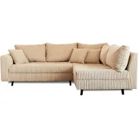 Lisa Design Rune - canapé d'angle droit - 4 places - en velours côtelé , Beige