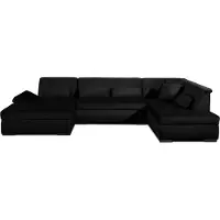 Best Mobilier Vermont - canapé panoramique d'angle droit - 7 places - XXL - en velours , Noir