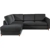 Lisa Design Brooke - canapé d'angle gauche - convertible - 5 places - en velours , Gris foncé