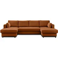 Best Mobilier Lisa Design Anna - canapé panoramique en U - 7 places - convertible avec coffre - en velours , Rouille