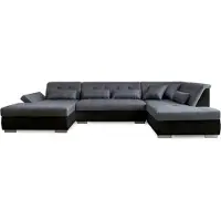 Best Mobilier Vermont - canapé panoramique d'angle droit - 7 places - XXL , Noir / Gris