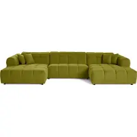 Lisa Design Ray - canapé panoramique en U 7 places en tissu texturé , Vert