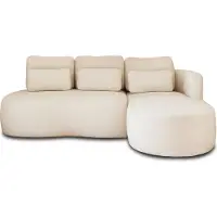 Lisa Design Mahina - canapé d'angle droit - 4 places - convertible avec coffre - en tissu bouclette , Beige