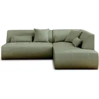 Lisa Design Onyx - canapé modulable d'angle droit 5 places - en tissu , Vert sauge