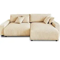 Best Mobilier Lisa Design Pivoine - canapé d'angle réversible - 4 places - convertible avec coffre - en velours côtelé , Beige