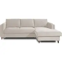 Best Mobilier Lisa Design Brooke - canapé d'angle droit - convertible avec coffre - 4 places - en velours , Beige