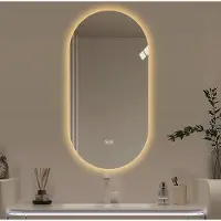 Great han Miroir de salle de bain LED 60 x 120 cm Miroir mural tactile, anti-buée et à intensité variable, 3 couleurs de lumière, verre antidéflagrant, IP44 Smart Mirror
