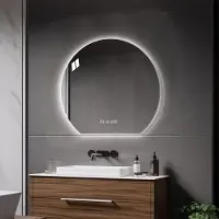 Great han Miroir de salle de bain LED rond 80 cm – Miroir mural intelligent avec fonction tactile, anti-buée, intensité réglable, 3 couleurs de lumière, IP44 et verre HD antidéflagrant