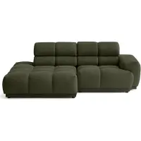 Lisa Design Matera - canapé d'angle gauche 4 places avec têtières réglables en tissu texturé , Vert