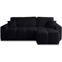 Best Mobilier Crocus - canapé d'angle réversible - 4 places - convertible avec coffre - en Fourrure artificielle , Noir