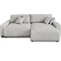 Lisa Design Pivoine - canapé d'angle réversible - 4 places - convertible avec coffre - en velours côtelé , Gris clair