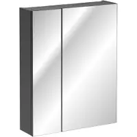 DMK Deutsches Milchkontor Armoire De Salle De Bain Avec Miroir 60 Cm 2 Portes Gris Moderne Pratique