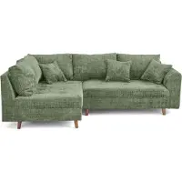 Lisa Design Rune - canapé d'angle gauche 4 places en velours texturé , Vert sauge
