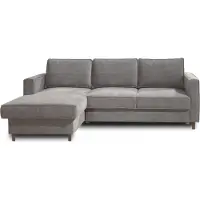 Lisa Design Jake - canapé d'angle gauche - convertible avec coffre - 4 places - en velours côtelé , Gris clair