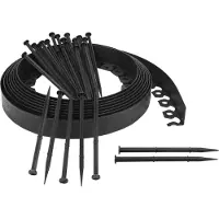 Sarcia.eu Bordure de pelouse flexible 55 mm, bordure de parterre, bordure de tonte, noir, 50 mètres + 150 ancrages de terre