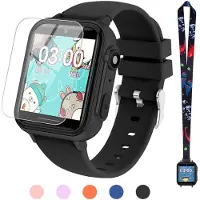 Topchances Montre Smartwatch pour enfants, jouets pour enfants 3-12 ans, avec 31 jeux, 8 histoires, musique, réveil, caméra, cadeau de Noël, noir