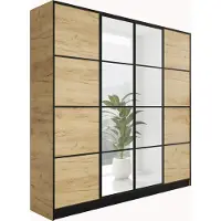 KIER FURNITURE EDEN v4 Armoire 104,8 x 205 x 39 cm, 2 portes, chêne Craft et noir