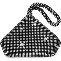 Topchances Femme Soirée Strass Plissé Soirée Mariage Embrayage Portefeuille Porte-monnaie Sac à main,Noir