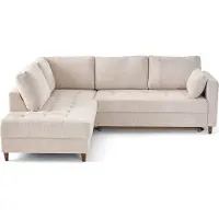 Lisa Design Anna - canapé d'angle gauche 5 places convertible en velours texturé , Beige