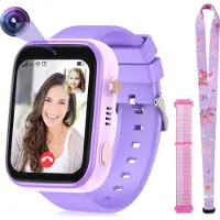 Topchances Montre intelligente pour enfants avec appel vidéo SOS lecteur de musique WLAN vidéo, Noël anniversaire jouets cadeaux pour garçons filles, Violet