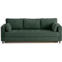 Best Mobilier Lisa Design Anna - canapé droit 3 places convertible avec poche en velours texturé , Vert