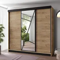 KIER FURNITURE Armoire avec miroir - Armoire à portes coulissantes, 200 x 205 x 59 cm