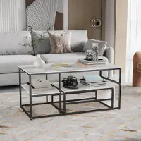 ProximaX lot de 2 tables basses, tables d'appoint angulaires, table basse avec structure en acier, table de salon au design moderne, pour le salon, supporte jusqu'à 30 kg, noir/blanc
