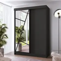 KIER FURNITURE Armoire avec miroir - Armoire à portes coulissantes, 167 x 205 x 59 cm